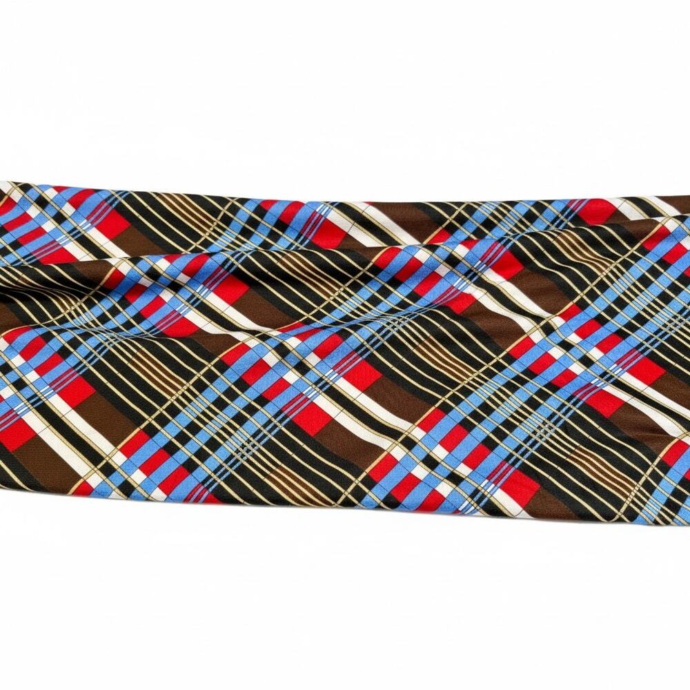 Vintage Plaid Jersey Fabric Remnant 92x40''-Retro Sewing-Craft-Textile-Dress-DIY
